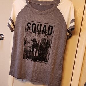 NWOT-Womens Large-Hocus Pocus SQUAD Gray and White Graphic T-Shirt